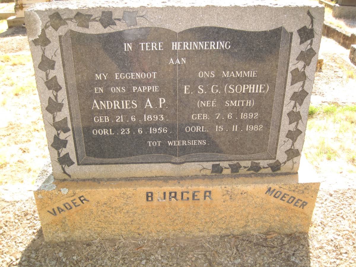 BURGER Andries A.P. 1893-1956 &amp; E.S.G. SMITH 1892-1982