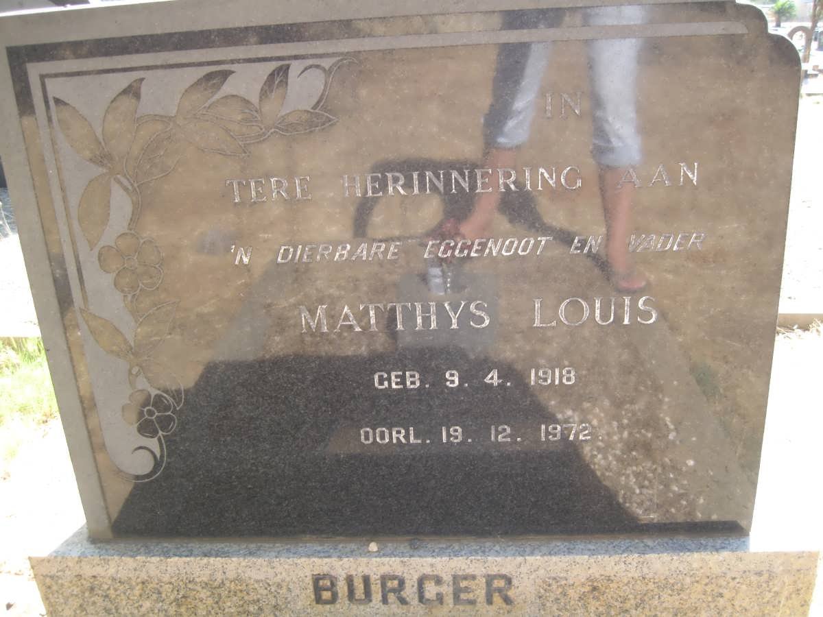 BURGER Matthys Louis 1918-1972