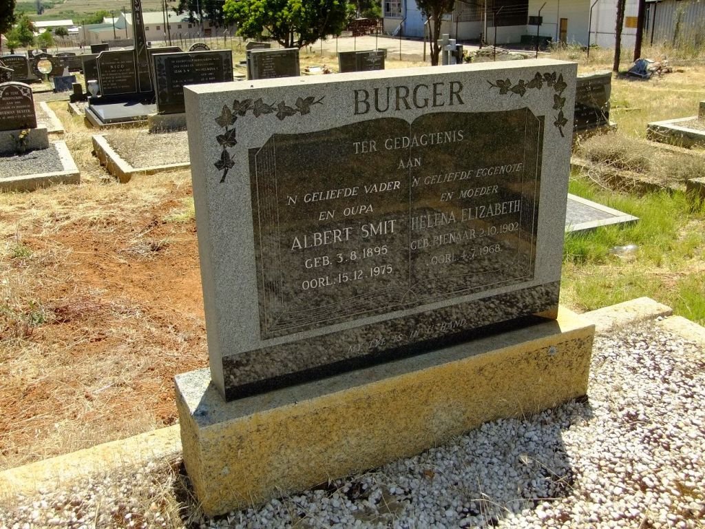 BURGER Albert Smit 1895-1975 &amp; Helena Elizabeth PIENAAR 1902-1968