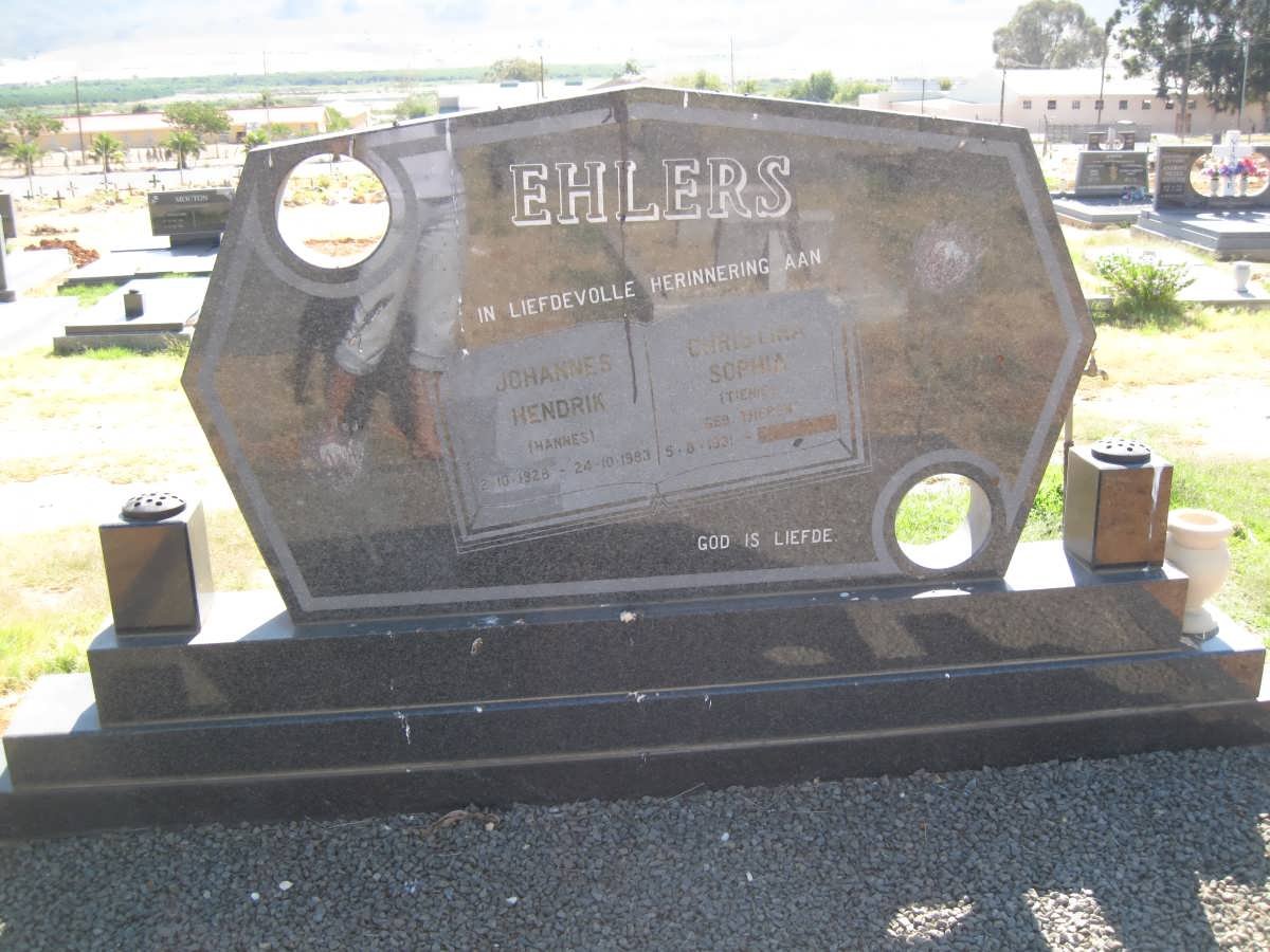 EHLERS Johannes Hendrik 1928-1983 &amp; Christina Sophia THERON 1931-