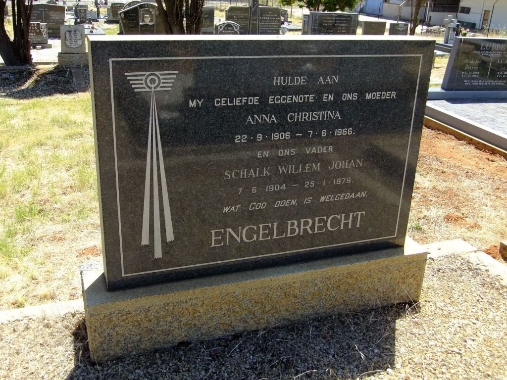 ENGELBRECHT Schalk Willem Johan 1904-1979 &amp; Anna Christina 1906-1966