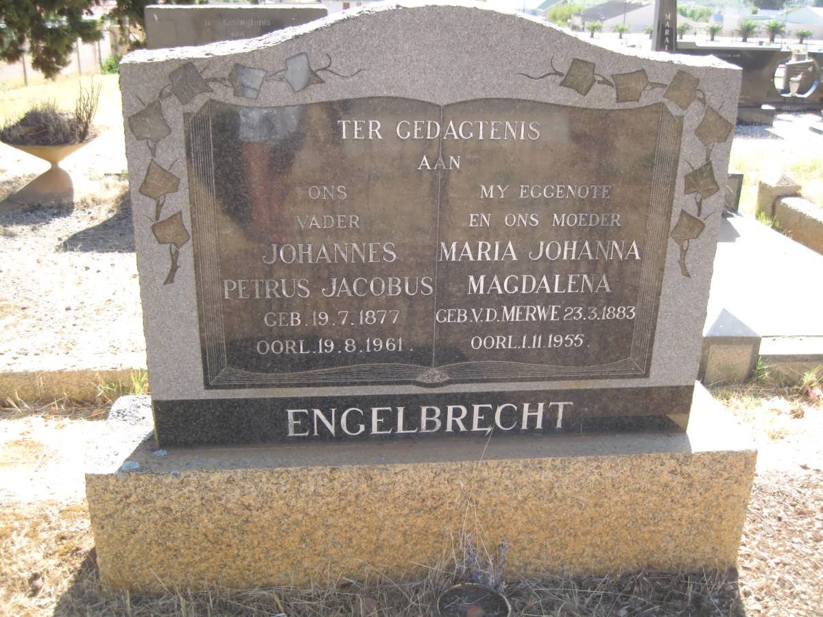 ENGELBRECHT Johannes Petrus Jacobus 1877-1961 &amp; Maria Johanna  Magdalena VAN DER MERWE 1883-1955