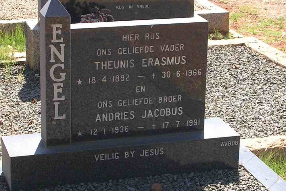 ENGEL Theunis Erasmus 1892-1966 :: ENGEL Andries Jacobus 1936-1991
