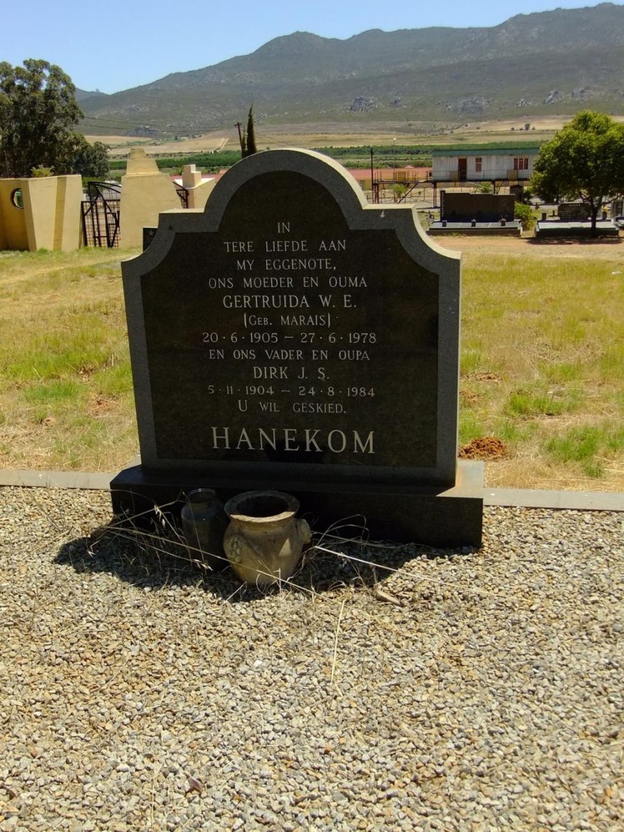 HANEKOM Dirk J.S. 1904-1984 &amp; Gertruida W.E. MARAIS 1905-1978