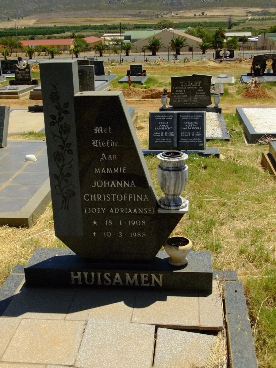 HUISAMEN Johanna Christoffina nee ADRIAANSE 1908-1988