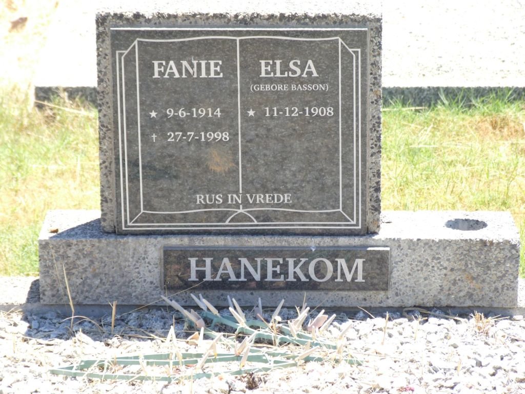HANEKOM Fanie 1914-1998 &amp; Elsa BASSON 1908-