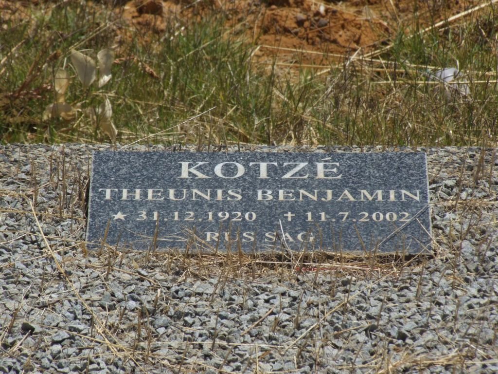 KOTZE Theunis Benjamin 1920-2002
