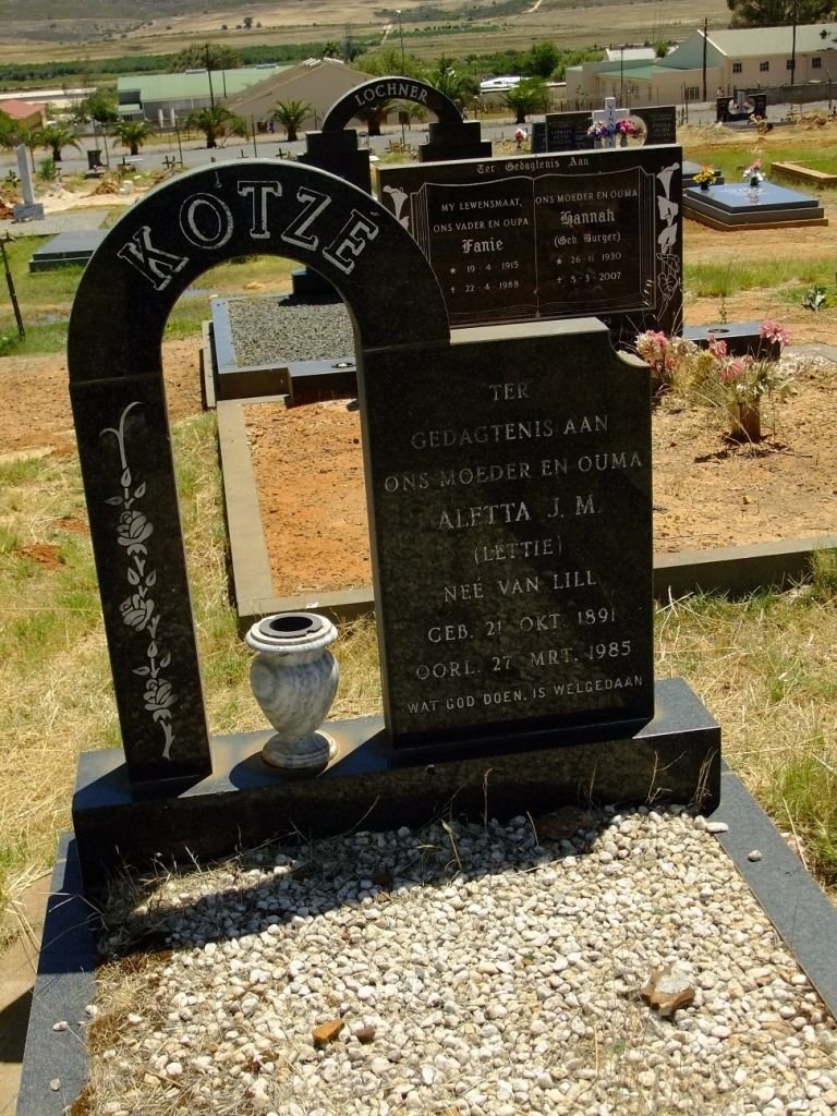 KOTZÉ Aletta J.M. nee VAN LILL 1891-1985