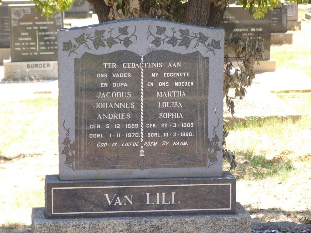 LILL Jacobus Johannes Andries, van 1889-1970 &amp; Martha Louisa Sophia 1889-1968
