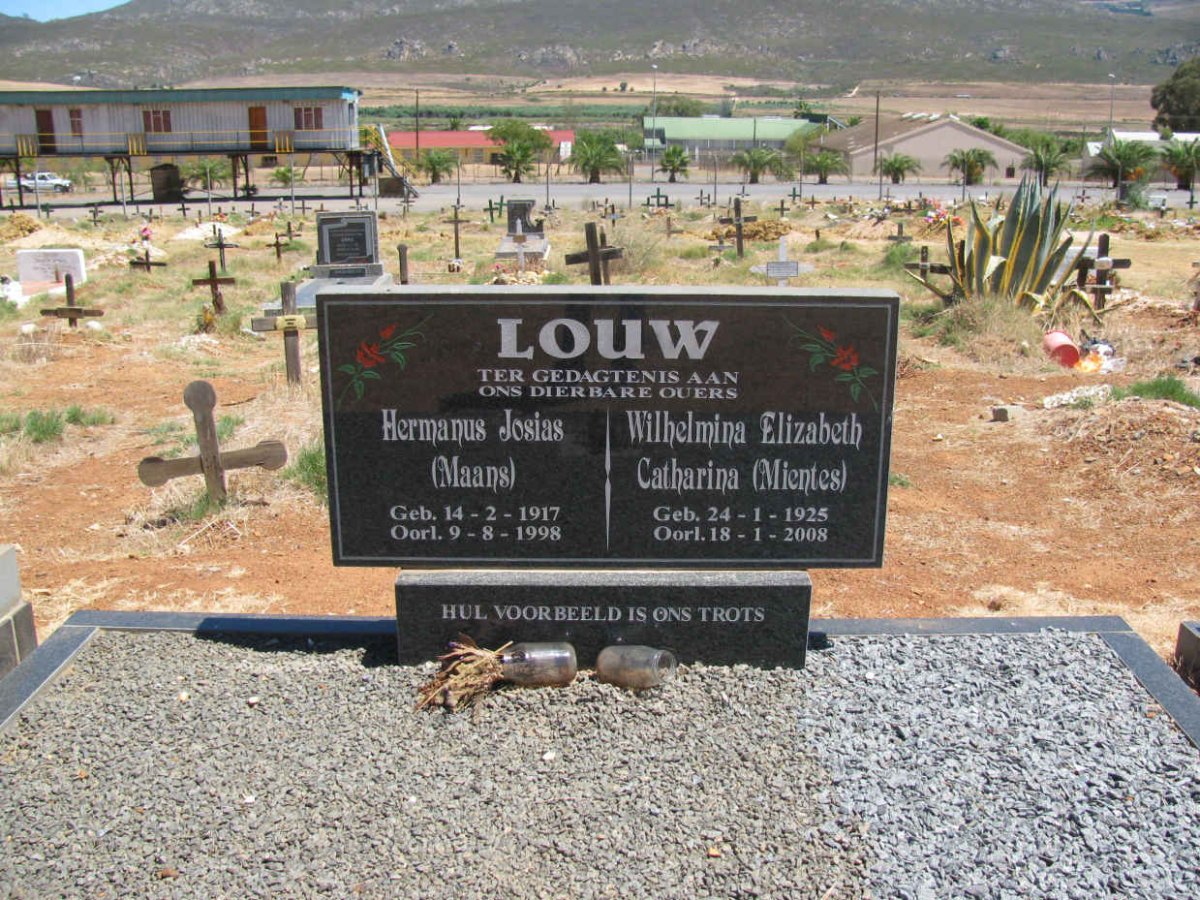 LOUW Hermanus Josias 1917-1998 &amp; Wilhelmina Elizabeth Catharina MIENTES 1925-2008