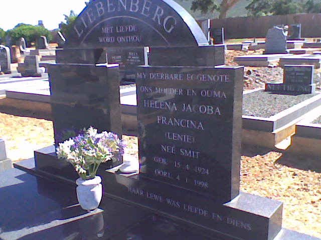 LIEBENBERG Helena Jacoba Francina nee SMIT 1924-1998