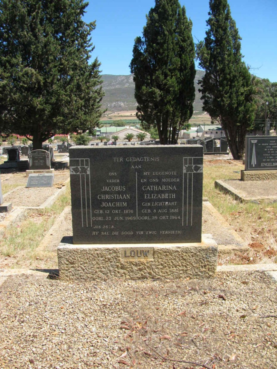 LOUW Jacobus Christiaan Joachim 1876-1969 &amp; Catharina Elizabeth LICHTHART 1881-1964