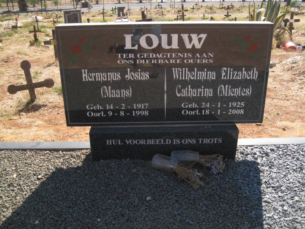 LOUW Hermanus Josias 1917-1998 &amp; Wilhelmina Elizabeth Catharina 1925-2008
