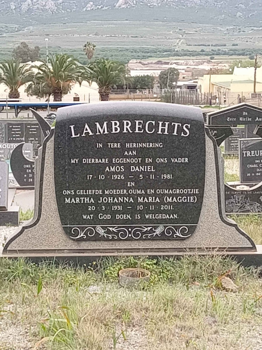 LAMBRECHTS Amos Daniel 1926-1981 &amp; Martha Johanna Maria 1931-2011