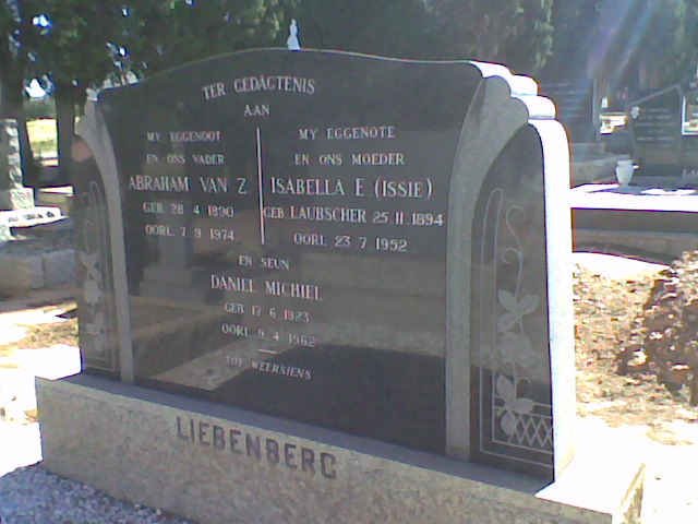 LIEBENBERG Abraham van Z. 1890?-1974 &amp; Isabella LAUBSCHER 1894-1952 :: LIEBENBERG Daniel Michiel 1923-1962