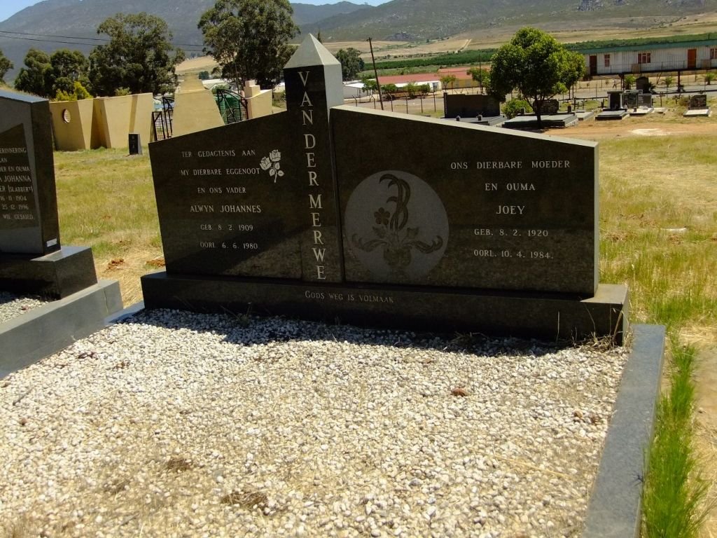 MERWE Alwyn Johannes, van der 1909-1980 &amp; Joey 1920-1984