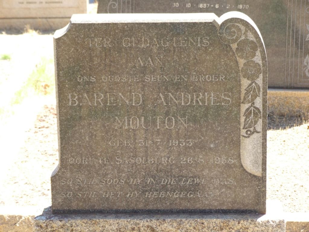 MOUTON Barend Andries 1933-1958