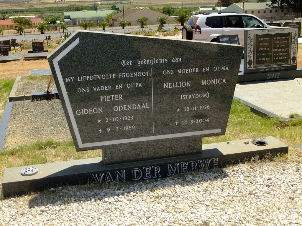 MERWE Pieter Gideon Odendaal, van der 1923-1989 &amp; Nellion Monica STRYDOM 1926-2004