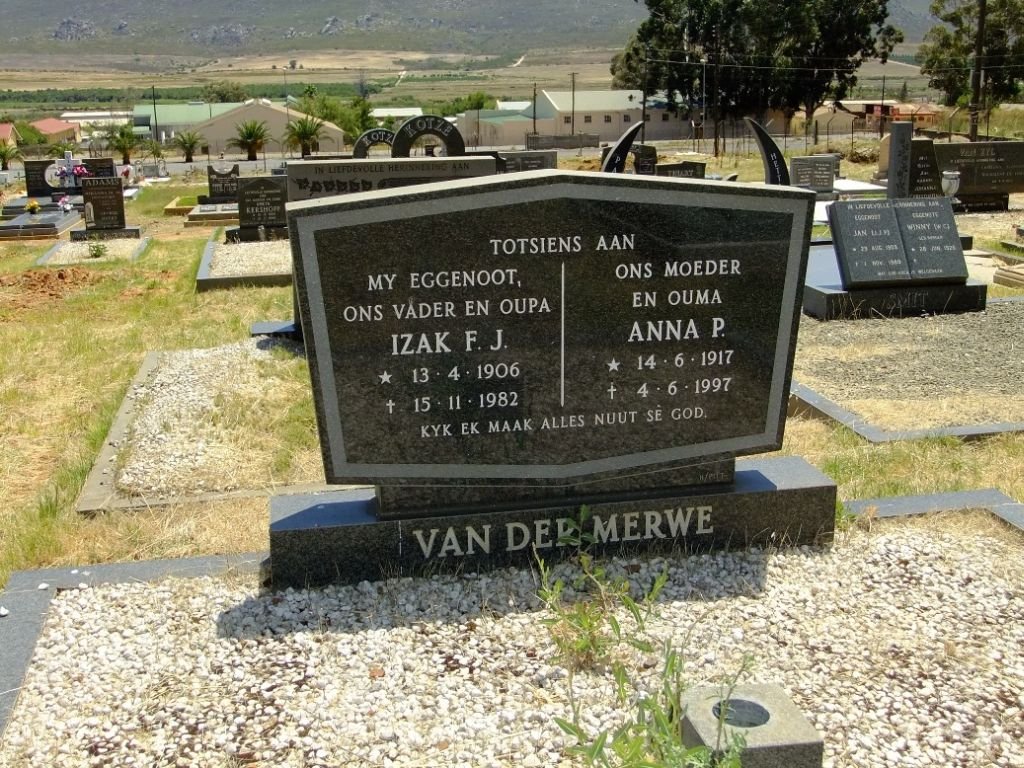 MERWE Izak F.J., van der 1906-1982 &amp; Anna P. 1917-1997