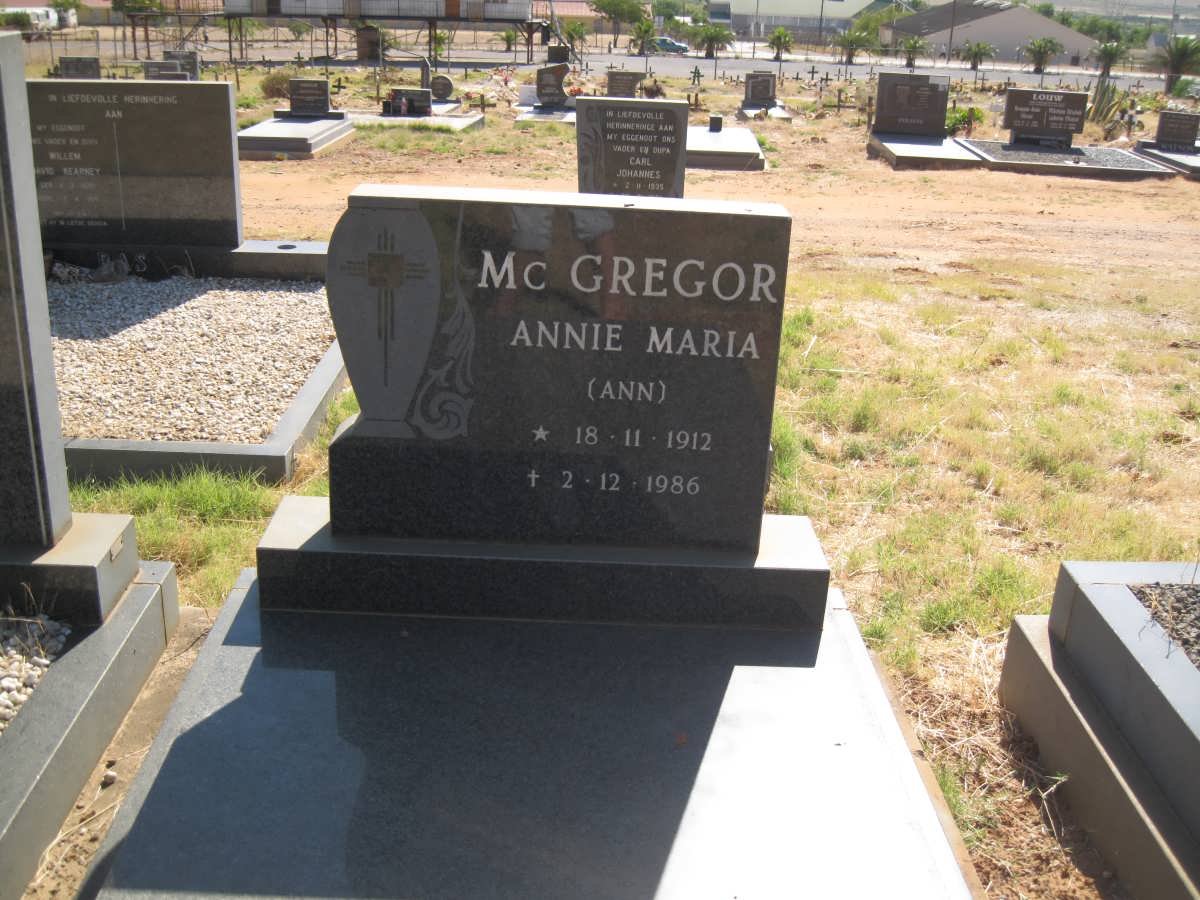 McGREGOR Annie Maria 1912-1986