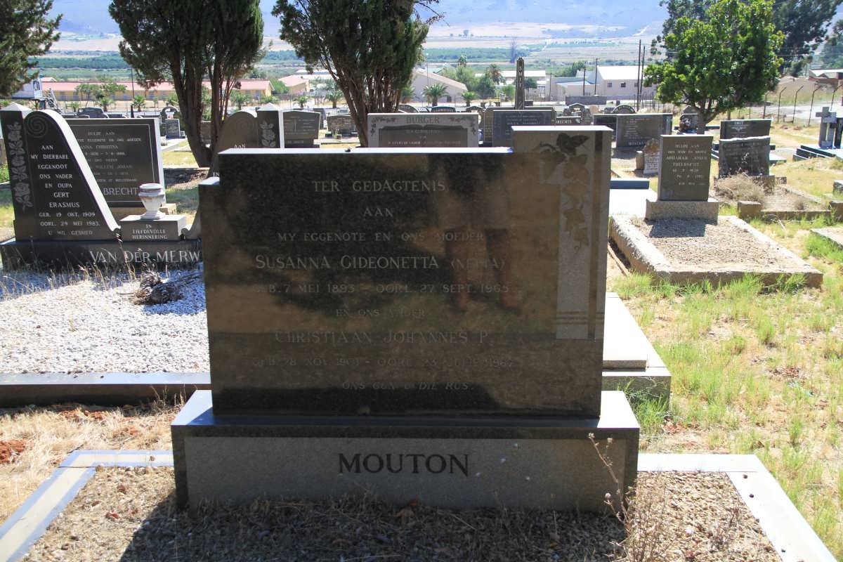MOUTON Christiaan Johannes P. -1967 &amp; Susanna Gideonetta 1893-1965