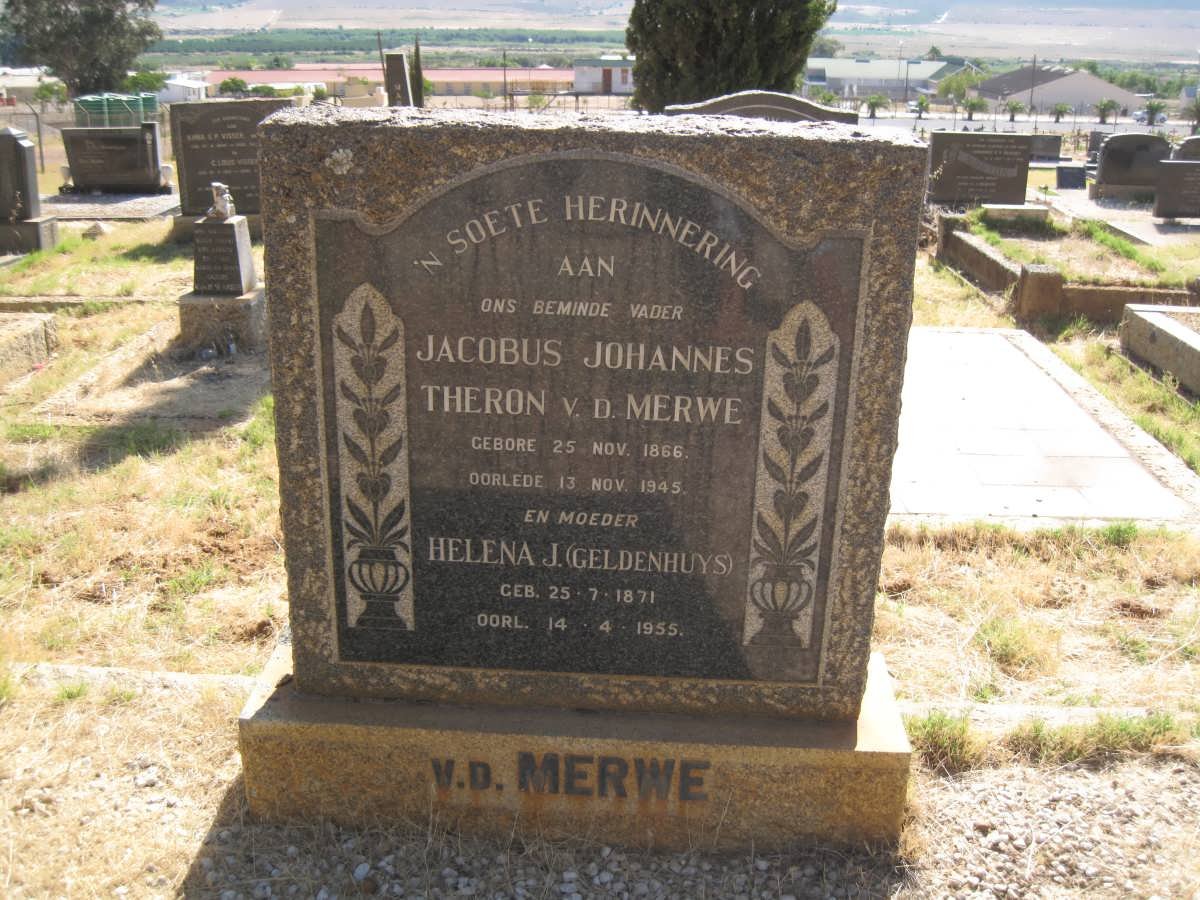 MERWE Jacobus Johannes Theron, van der 1866-1945 &amp; Helena J. GELDENHUYS 1871-1955