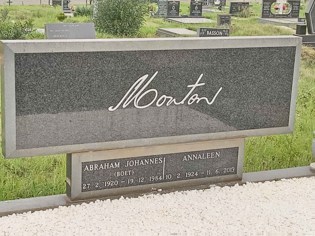 MOUTON Abraham Johannes 1920-1984 &amp; Annaleen 1924-2013