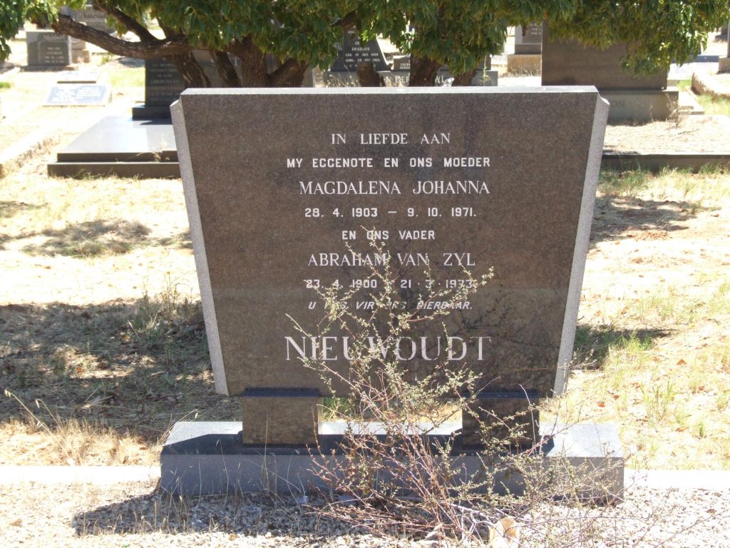 Nieuwoudt, Magdalena Johanna + Abraham van Zyl
