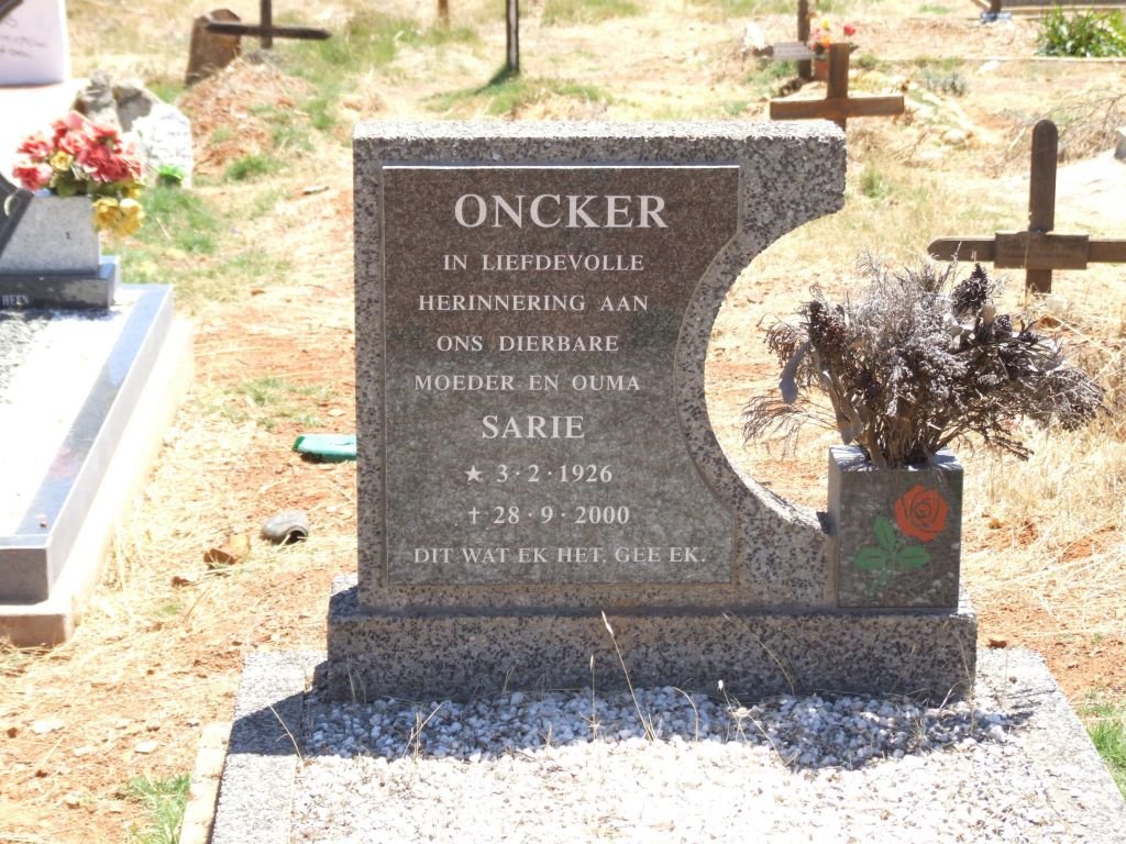 ONCKER Sarie 1926-2000