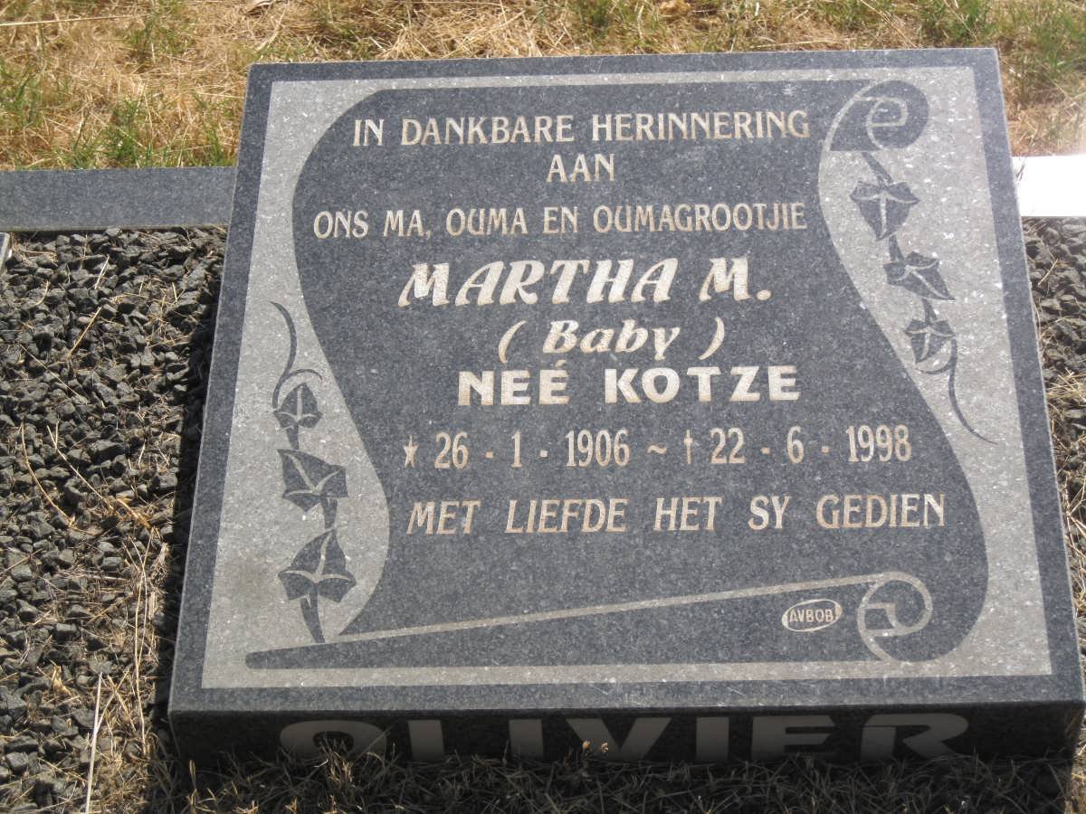 OLIVIER Martha M. nee KOTZE 1906-1998