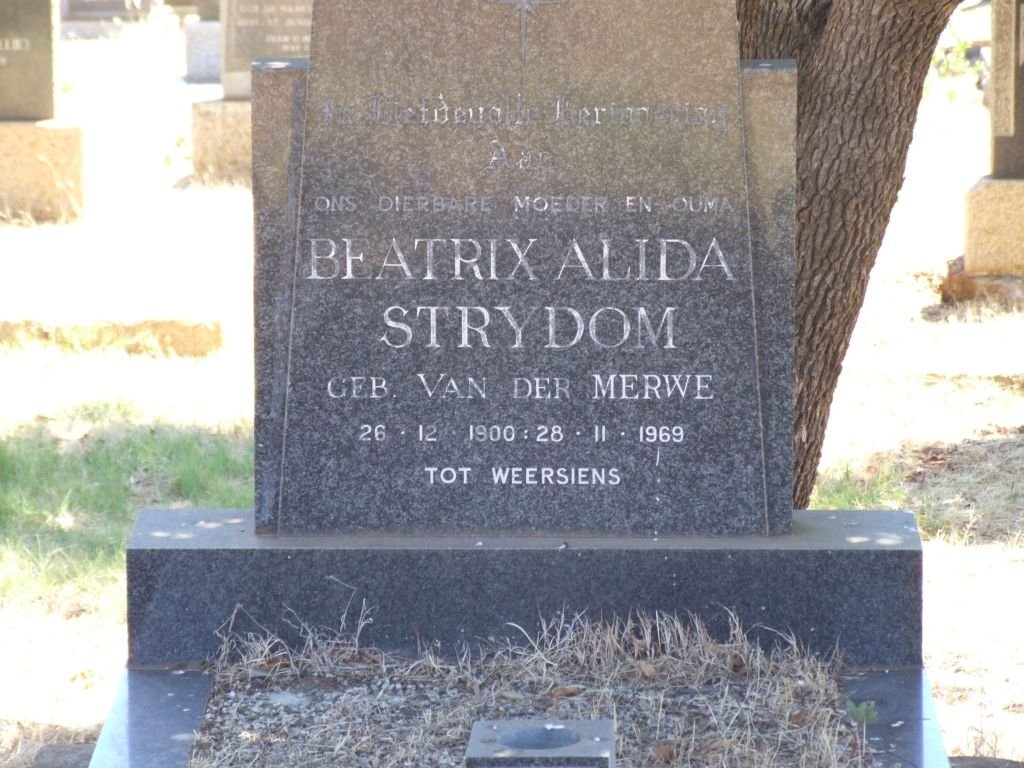 STRYDOM Beatrix Alida nee VAN DER MERWE 1900-1969