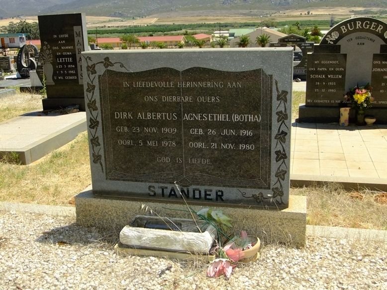 STANDER Dirk Albertus 1909-1978 &amp; Agnes Ethel BOTHA 1916-1980