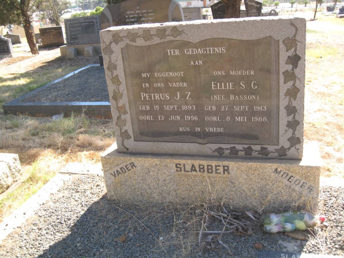SLABBER Petrus J.Z. 1893-1956 &amp; Ellie S.G. BASSON 1913-1988