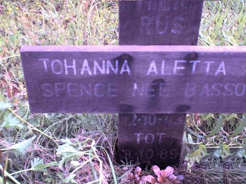 SPENCE Johanna Aletta nee BASSON 1943-1989