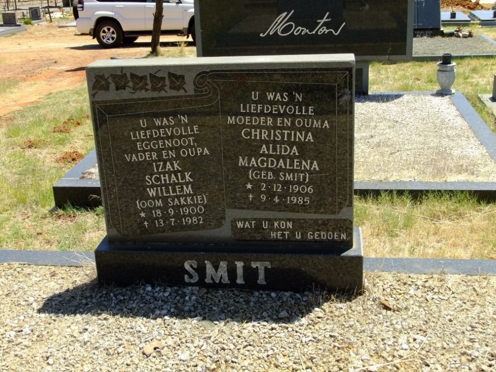 SMIT Izak Schalk Willem 1900-1982 &amp; Christina Alida Magdalena SMIT 1906-1985