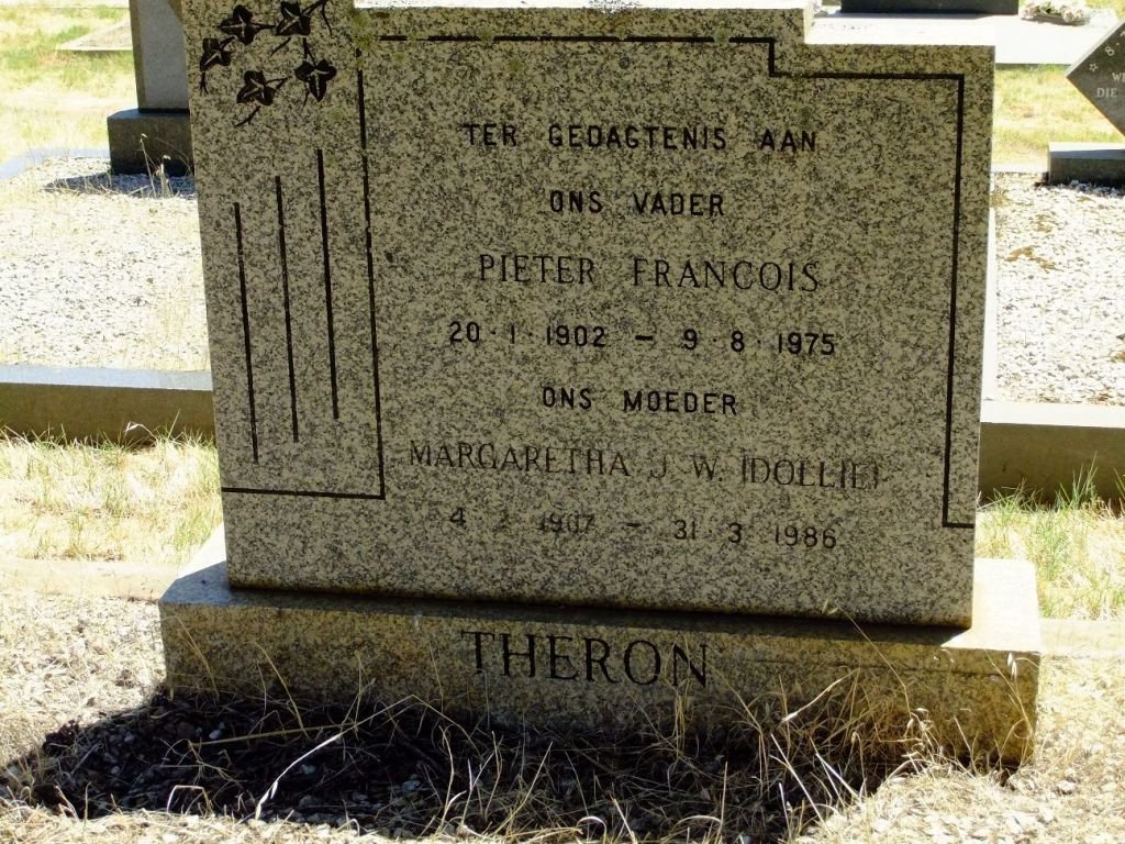 THERON Pieter Francois 1902-1975 &amp; Margaretha J.W. 1907-1986
