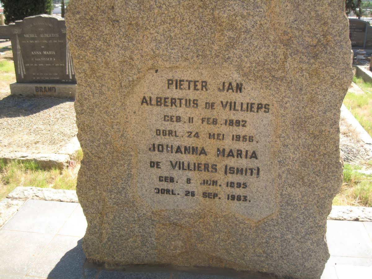VILLIERS Pieter Jan Albertus, de 1892-1956 &amp; Johanna Maria SMIT 1895-1983