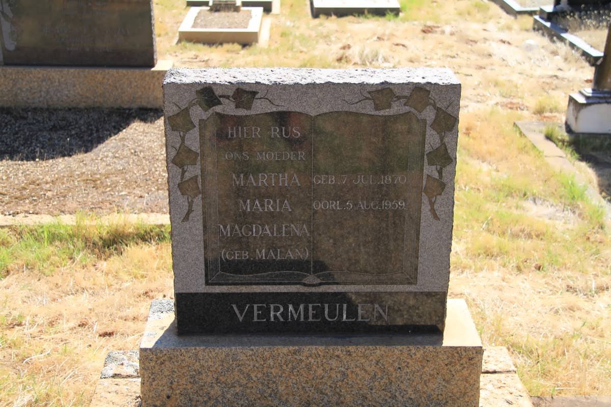 VERMEULEN Martha Maria Magdalena nee MALAN 1870-1959