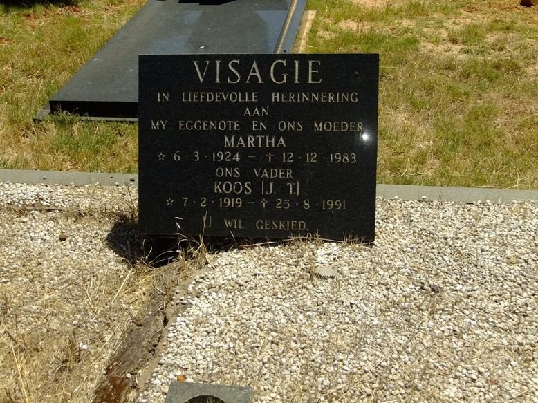 VISAGIE J.T. 1919-1991 &amp; Martha 1924-1983