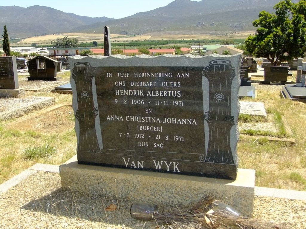 WYK Hendrik Albertus, van 1906-1971 &amp; Anna Christina Johanna BURGER 1912-1971