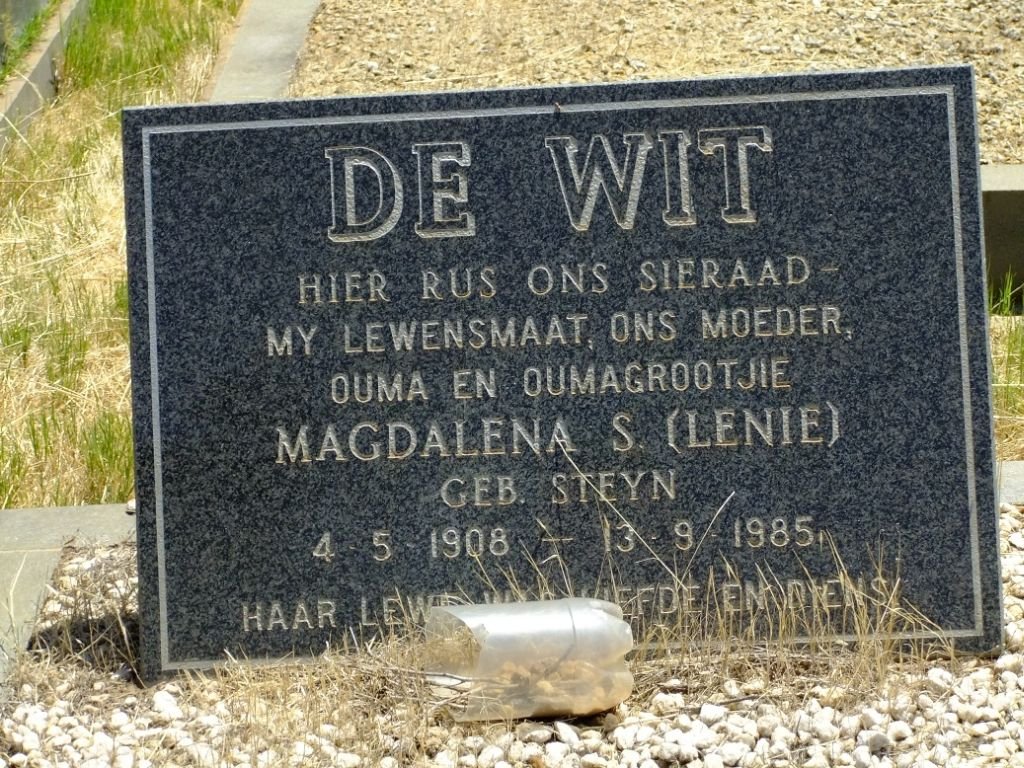 WIT Magdalena S., de nee STEYN 1908-1985