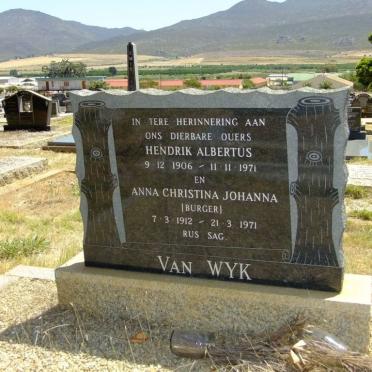 WYK Hendrik Albertus, van 1906-1971 &amp; Anna Christina Johanna BURGER 1912-1971