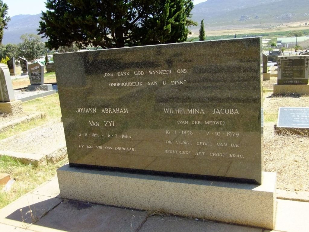 ZYL Johann Abraham, van 1891-1964 &amp; Wilhelmina Jacoba VAN DER MERWE 1896-1979