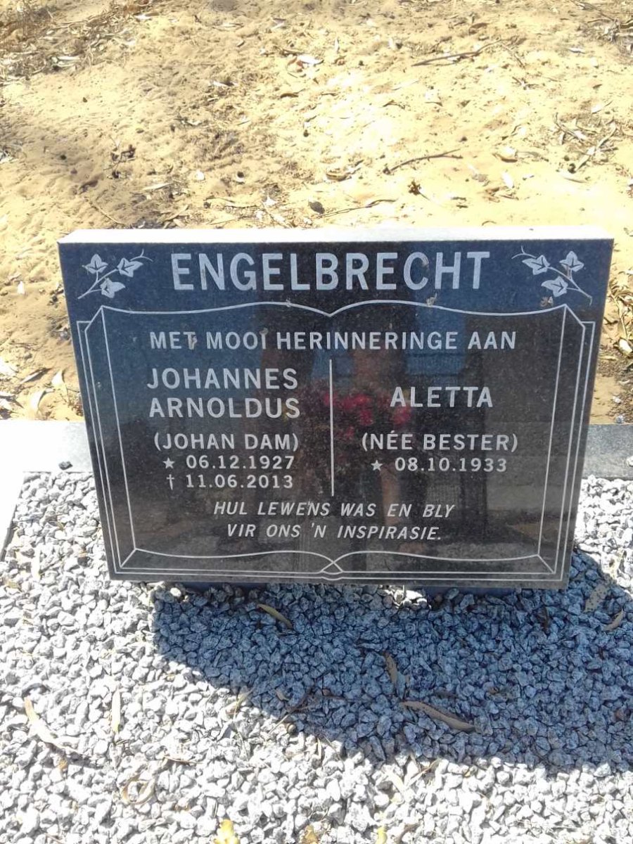 ENGELBRECHT Johannes Arnoldus 1927-2013 &amp; Aletta BESTER 1933-