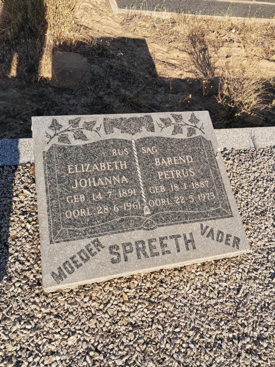SPREETH Barend Petrus 1887-1973 &amp; Elizabeth Johanna 1891-1961