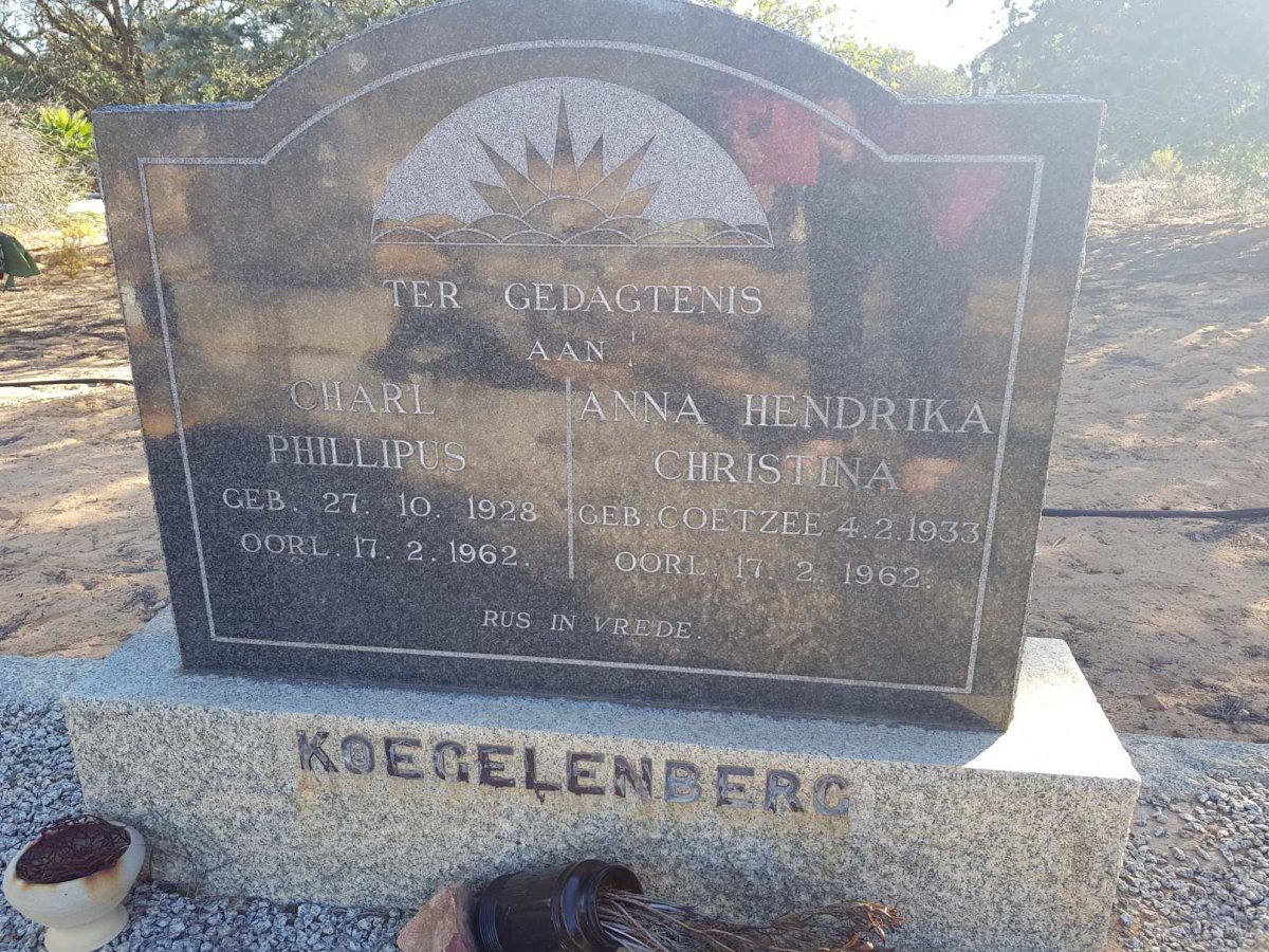 KOEGELENBERG Charl Phillipus 1928-1962 &amp; Anna Hendrika Christina COETZEE 1933-1962