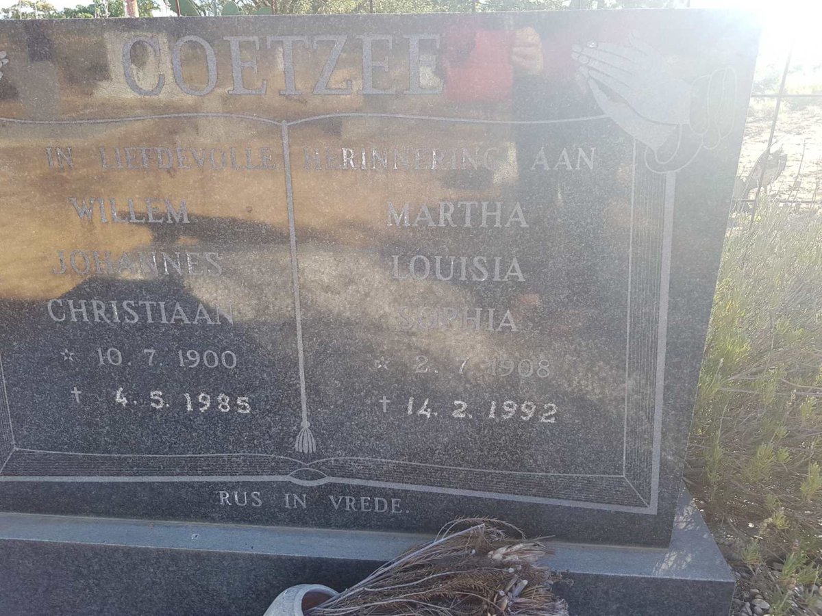 COETZEE Willem Johannes Christiaan 1900-1985 &amp; Martha Louisia Sophia 1908-1992