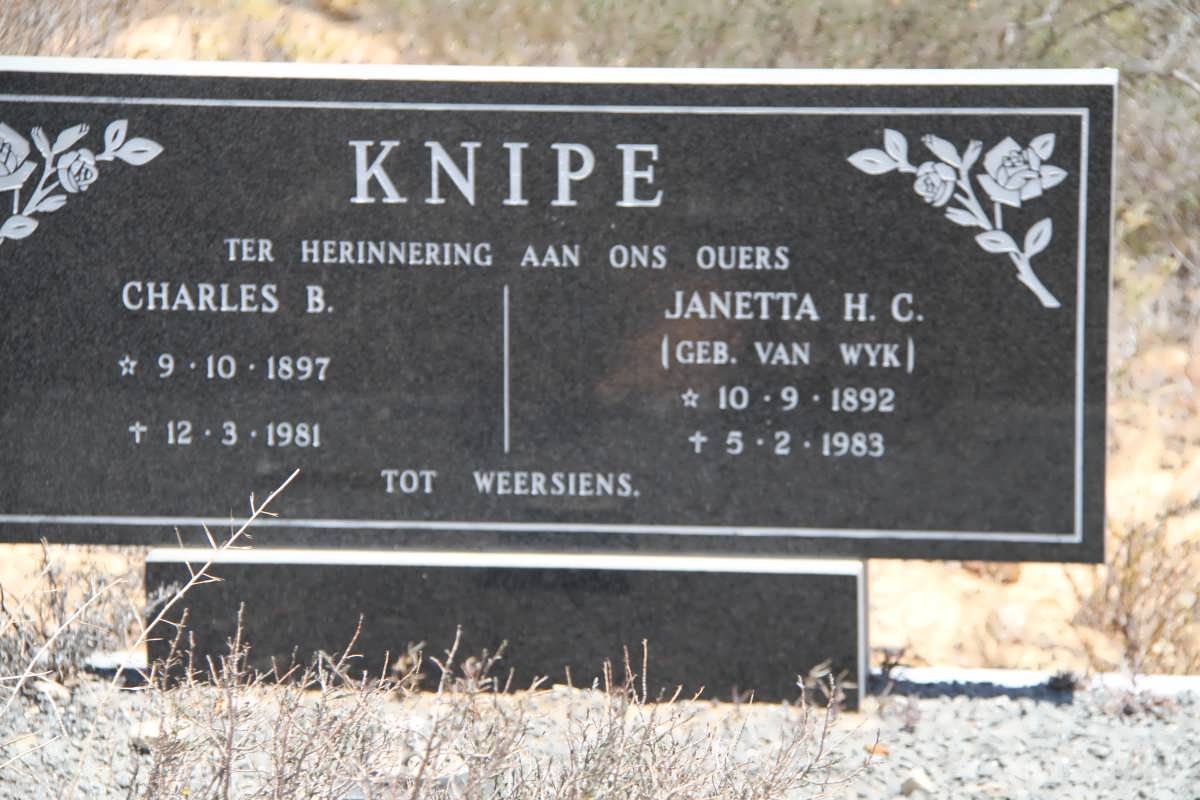 KNIPE Charles B. 1897-1981 &amp; Janetta H.C. VAN WYK 1892-1983