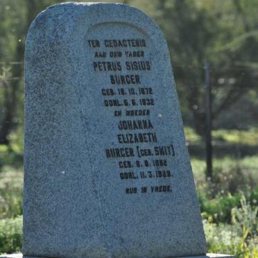 BURGER Petrus Sisius 1872-1932 &amp; Johanna Elizabeth SMIT 1882-1929