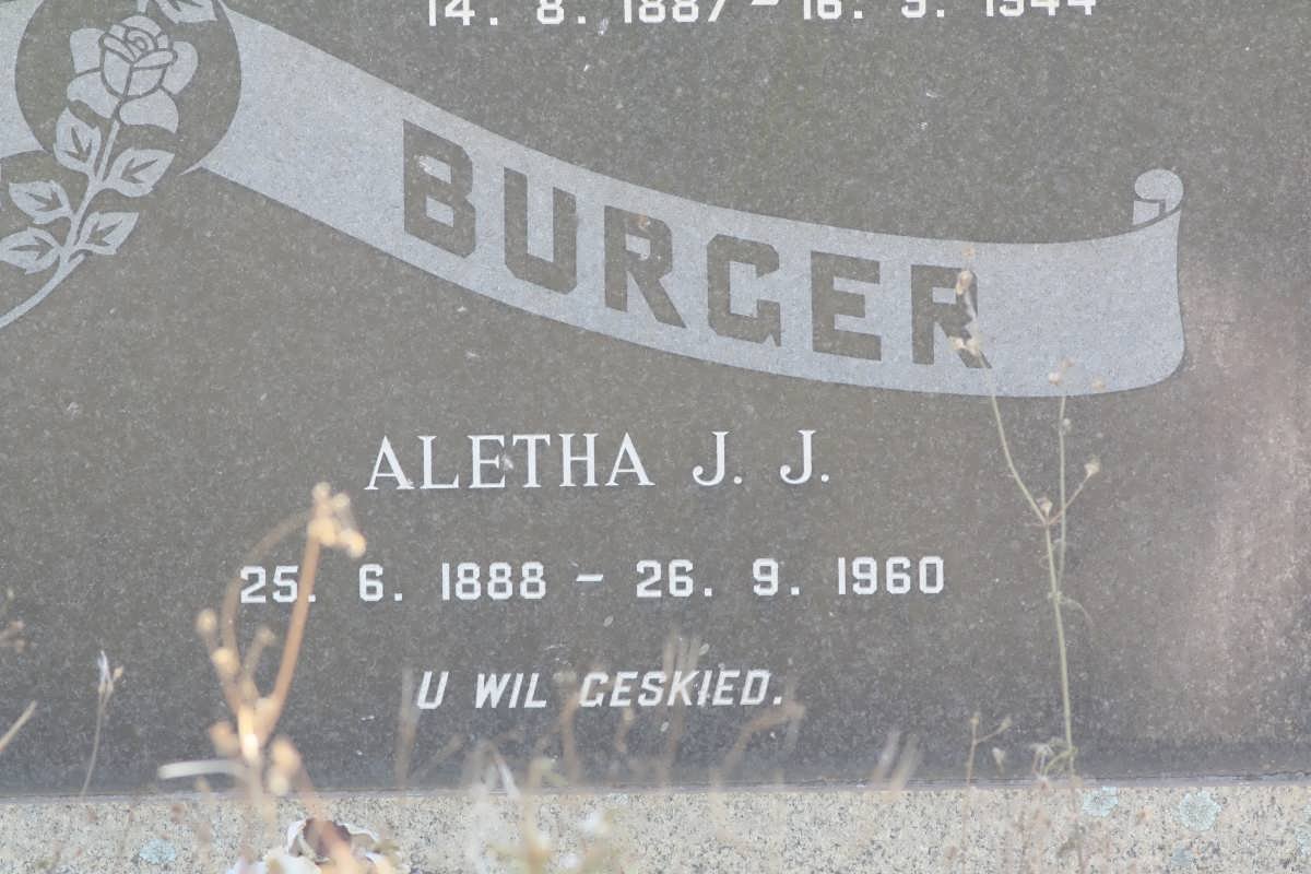 BURGER Hendrik J.E. 1887-1944 &amp; Aletha J.J. 1888-1960